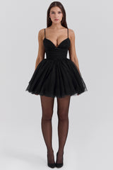 black tulle mini dress