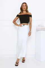 Daydreamer Ribbed Off-Shoulder Crop Top Black
