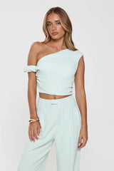 The Edit Tailored Off Shoulder Crop Top Mint