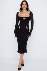 black cutout midi dress