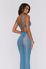 Ocean Bloomette Knit Crop Top Blue