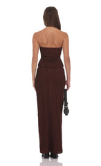 Textured Sheer Maxi Skirt in Brown