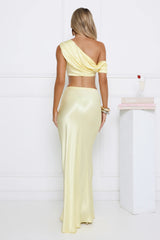 Literally Me Satin Maxi Skirt Yellow