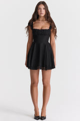 black a-line mini dress