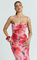 Claudia Top - Gathered Scoop Neck Top in Pink Floral