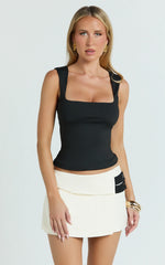 Ophelia Top - Square Neck Jersey Top in Black