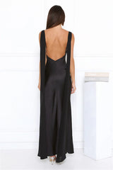 Styled For Likes Satin Maxi Dress Black