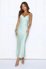 Your Own Masterpiece Satin Maxi Dress Sage