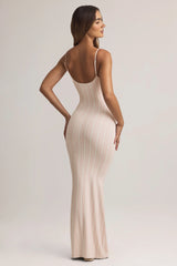 Modal Scoop-Neck Strappy Maxi Dress in Stripe Print