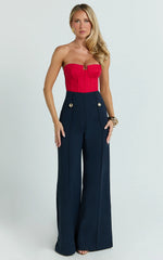 Brigitte Bodysuit - Sweetheart Paneled Bodysuit in Red
