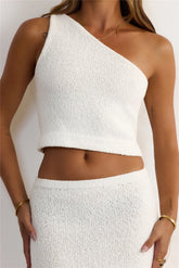 Sunlit Statements Knit One Shoulder Crop Top Cream