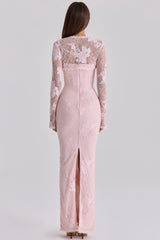 pink lace maxi dress