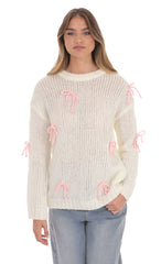 Knitted Bows Jumper in Cream