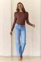 BASE Contour Simple Long Sleeve Top Chocolate
