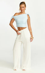 Makenna Pants - Wide Leg Crinkle Pants in White