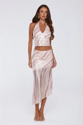 Sparkle Vibes Only Sequin Midi Skirt Multi