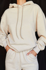oatmeal cotton fleece-back oversized hoodie