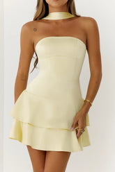 Summer Wardrobe Satin Mini Dress Yellow