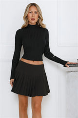 Daily Dream Ribbed Long Sleeve Top Black
