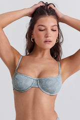 blue paisley underwired bikini top