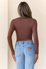 BASE Contour Simple Long Sleeve Top Chocolate