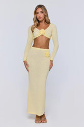 Sun Rose Knit Maxi Skirt Yellow