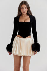 ivory pleated mini skirt