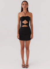 Starry Sands Linen Mini Dress - Black
