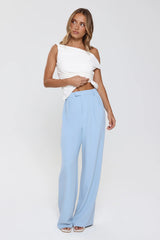 Linear Mood High Rise Straight Leg Tailored Pants Blue