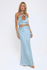Dreambound Satin Halter Top Blue