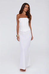 Gloss Goals Linen Blend Maxi Skirt White