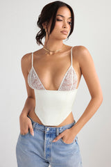 ivory satin and lace corset