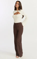 Edith Top - Twist Detail Long Sleeve Top in Cream