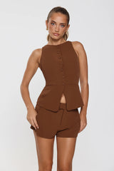 Structure Tailored Vest Top Brown