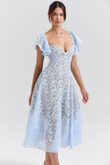 bluebell floral lace midi dress