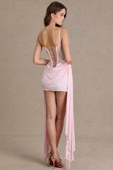 Embellished Lace Corset Mini Dress in Blossom