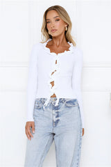 Irresistible Energy Knit Long Sleeve Top White