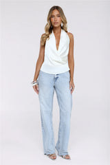 Daylight Darling Satin Halter Top White