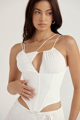 white chiffon strappy corset