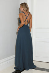 Crush Energy Halter Maxi Dress Deep Teal
