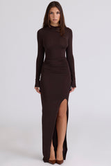 chocolat thigh split maxi dress