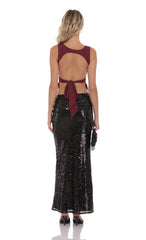 Sequin Maxi Skirt in Black
