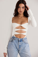white cutout bodysuit