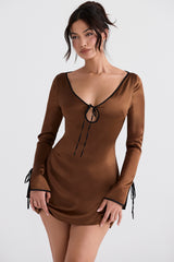 copper satin mini dress