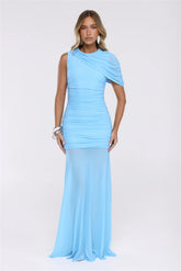 Dress Code Icon Mesh Maxi Dress Blue