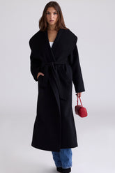 black wool shawl collar coat