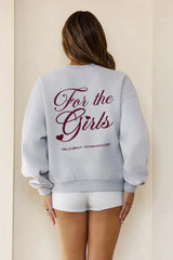 BASE Girls Club Graphic Round Neck Sweatshirt Grey Marle