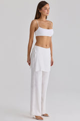 white sateen trousers with over skirt