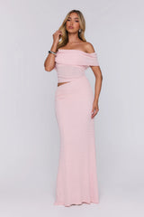 Easy Energy Off Shoulder Maxi Dress Pink