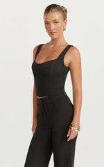 Isla Top - Scoop Neck Top in Black